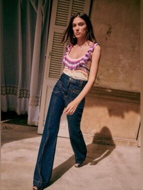 Sezane Leya knit Ruffles Multicolor Top